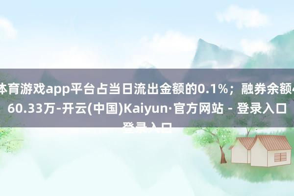 体育游戏app平台占当日流出金额的0.1%；融券余额460.