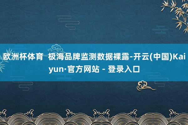 欧洲杯体育  极海品牌监测数据裸露-开云(中国)Kaiyun