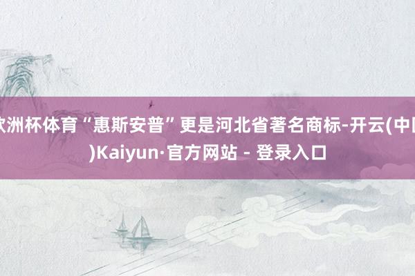 欧洲杯体育“惠斯安普”更是河北省著名商标-开云(中国)Kai